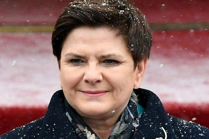 Polish Prime Minister Beata Szydlo pictured at a welcoming ceremony in Warsaw on February 7, 2017