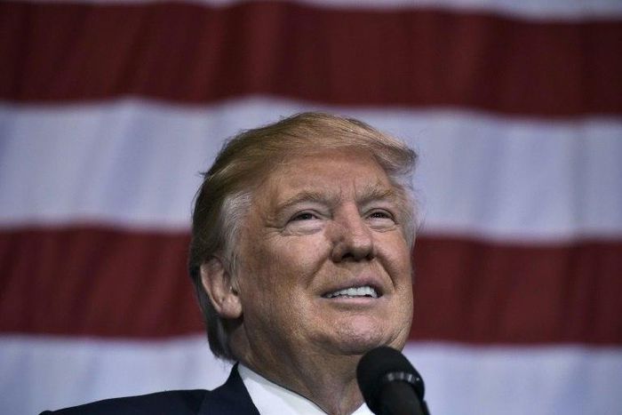 Republican presidential nominee Donald Trump speaks during a rally at the Delaware County Fair in Delaware, Ohio, on October 20, 2016