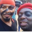 Ramsey Nouah and Segun Arinze on set of Imoh Umoren's new TV series