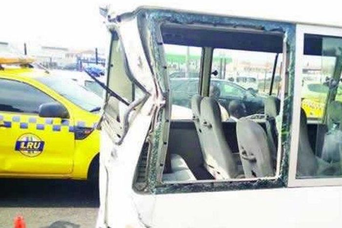 The bus reportedly somersaulted and turned on its head.