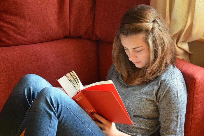 A girl reading a book