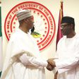 Senate President, Bukola Saraki and INEC chairman, Mahmood Yakubu