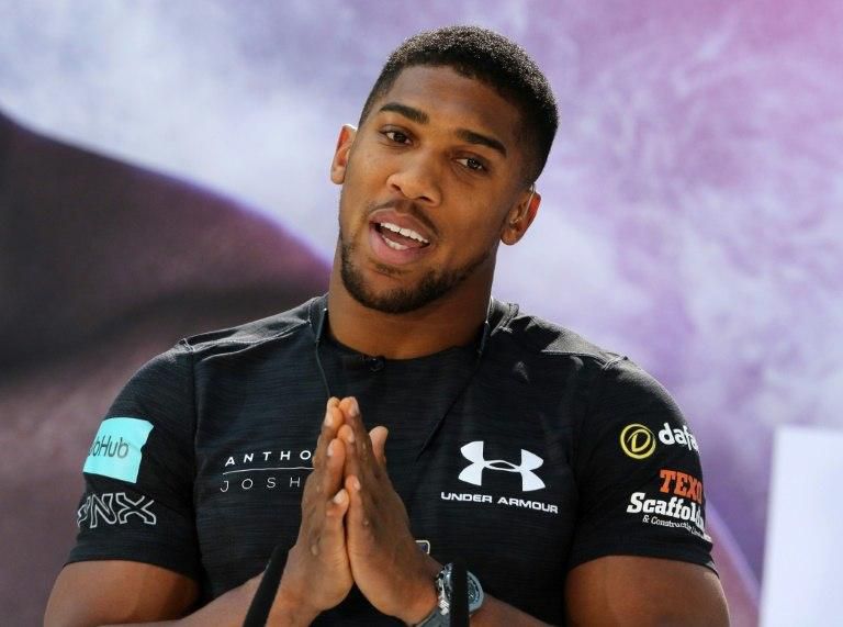 British boxer Anthony Joshua attends a press conference in Cologne, western Germany, on February 16, 2017