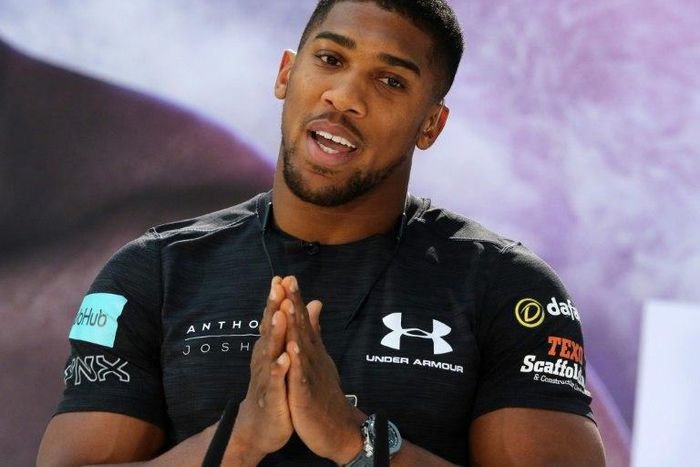 British boxer Anthony Joshua attends a press conference in Cologne, western Germany, on February 16, 2017