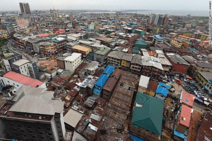 A view of multi-story buildings in Lagos, Nigeria's commercial capital.