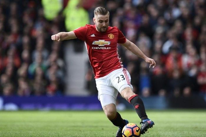 Manchester United defender Luke Shaw controls the ball during a English Premier League match between against Bournemouth at Old Trafford in Manchester, on March 4, 2017