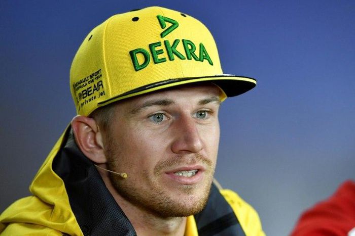 Renault's German driver Nico Hulkenberg broke into Kevin Magnussen's interview to praise him ironically as "once again the most unsporting driver"