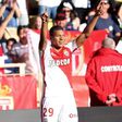 Monaco's forward Kylian Mbappe Lottin celebrates after scoring a goal on April 29, 2017