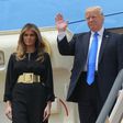 US President Donald Trump and First Lady Melania Trump step off Air Force One upon arrival at King Khalid International Airport in Riyadh on May 20, 2017