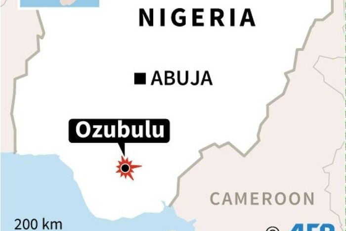 Map of Nigeria locating an armed attack on a church in Ozubulu