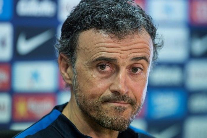 Barcelona's coach Luis Enrique looks on during a press conference at the Sports Center FC Barcelona Joan Gamper in Sant Joan Despi, near Barcelona on April 22, 2017