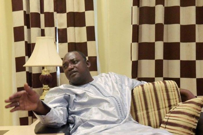 Gambian president-elect Adama Barrow speaks during an interview in Banjul on December 12, 2016