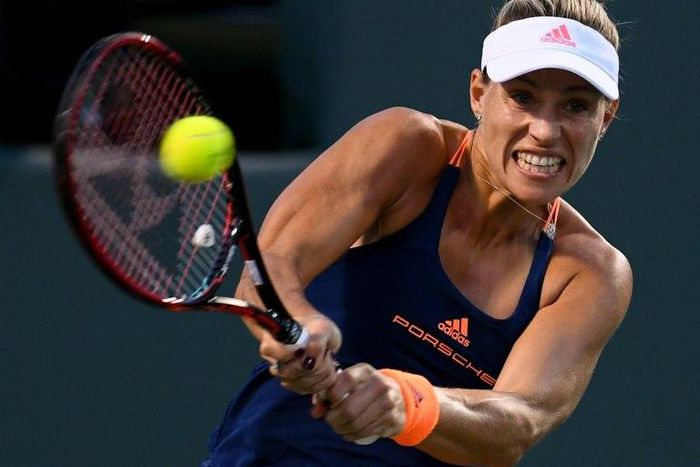 Germany's Angelique Kerber, pictured on March 29, 2017, defeated fourth-seeded Spaniard Carla Suarez Navarro in Saturday's semi-finals