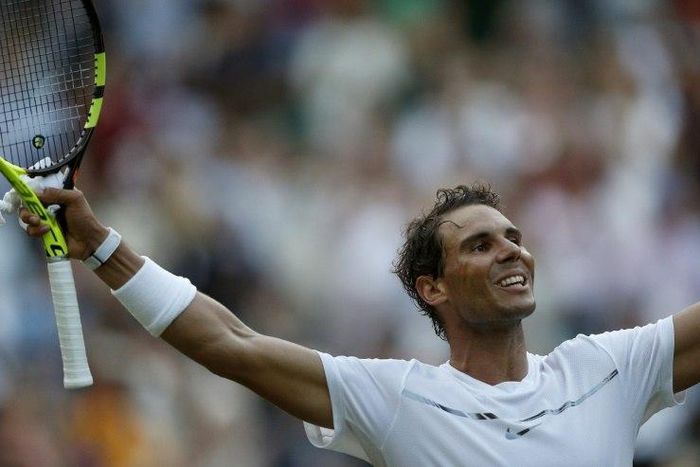 Spain's Rafael Nadal reacts after winning against US player Donald Young during their men's singles second round match on the third day of the 2017 Wimbledon Championships July 5, 2017