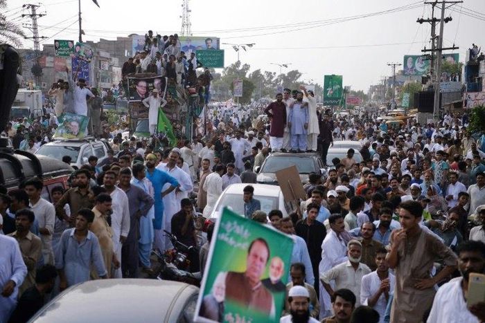 Sharif has been rallying crowds since Wednesday as he makes his way down the major road from capital Islamabad to his party's stronghold in the eastern city of Lahore, weeks after he was deposed by the supreme court