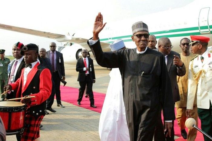 Ailing Nigerian President Mohammadu Buhari on his return back to the country in Abuja, on August 19, 2017