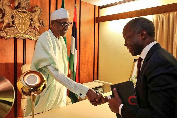 President Muhammadu Buhari with Vice President Yemi Osinbajo on Monday, August 21, 2017