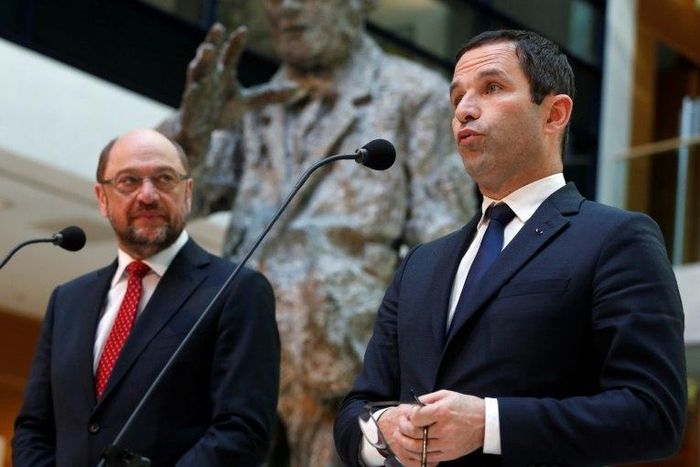 Benoit Hamon won the backing of the former European Parliament president Martin Schulz