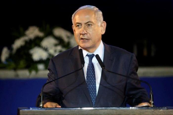 Israeli Prime Minister Benjamin Netanyahu delivers a speech at a ceremony marking the 50th anniversary of the Six-Day War on June 5 2017