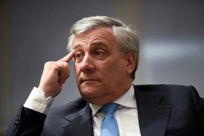 President of the EU Parliament Antonio Tajani speaking to AFP on March 22, 2017 in Brussels