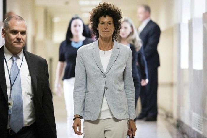 Andrea Constand walks to the courtroom during Bill Cosby's sexual assault trial at the Montgomery County Courthouse on June 6, 2017 in Norristown, Pennsylvania