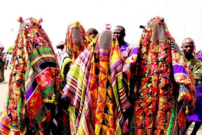 Nigerian masquerades on display.