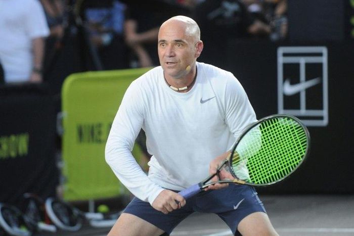Tennis player Andre Agassi attends Nike's "NYC Street Tennis" event on August 24, 2015 in New York City