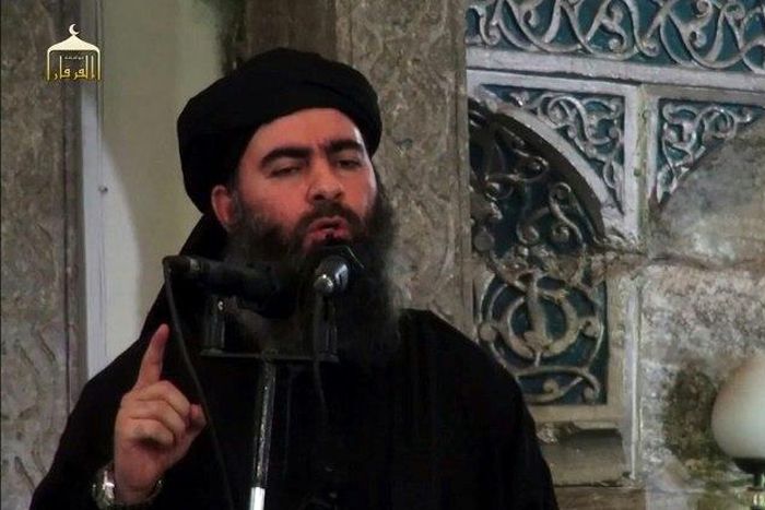 (FILES) This image grab taken from a propaganda video released on July 5, 2014 allegedly shows the leader of the Islamic State (IS) jihadist group, Abu Bakr al-Baghdadi, addressing Muslim worshippers at a mosque in the Iraqi city of Mosul