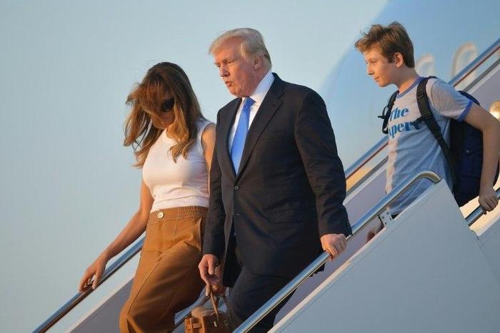 US President Donald Trump has been joned in the White House by First Lady Melania Trump and their son Barron