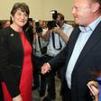 Arlene Foster, leader of the Democratic Unionist Party, is in alliance talks with embattled British Prime Minister Theresa May