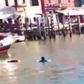 The African immigrant in Grand Canal in Venice