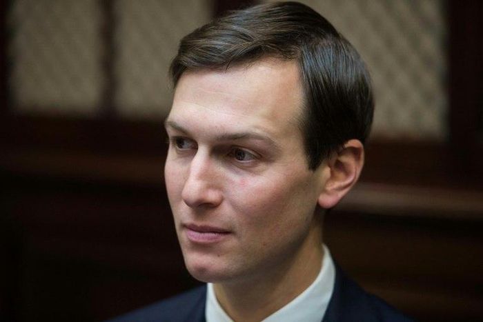 President Donald Trump is standing beside son-in-law and top aide Jared Kushner amid allegations that he attempted to set up a back-channel to Moscow