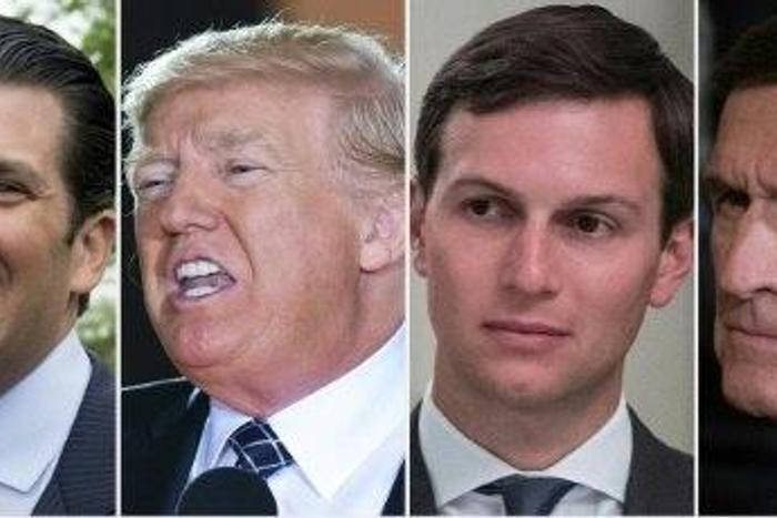 This combination of file pictures shows, left to right, Roger Stone, GOP political operative and longtime Donald Trump adviser, Paul Manafort, adviser to Republican presidential candidate Donald Trump's campaign, Donald Trump Jr, President Donald Trump...