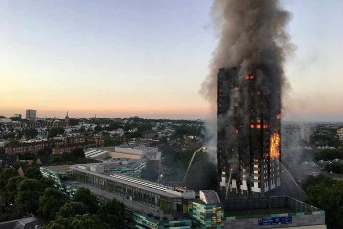The fire swept through London's 24-storey Grenfell Tower, a 1970s block, in the early hours, trapping residents inside