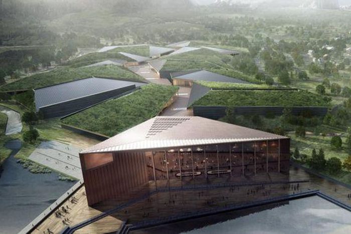 The facility would be surrounded by water on three sides, which could aid security