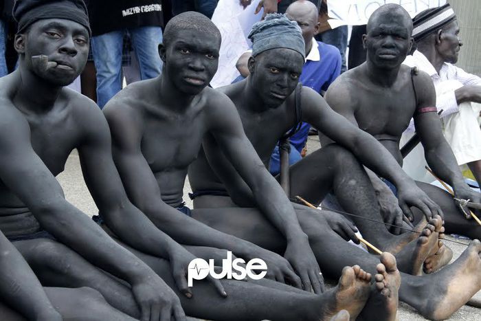 Abuja natives protest naked at National Assembly