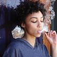 An American woman smoking weed