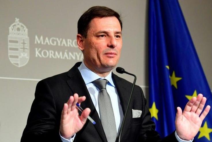Hungarian minister Bence Tuzson announced the launch of the 'Stop Brussels' questionnaire during a press conference in Budapest, on April 1, 2017