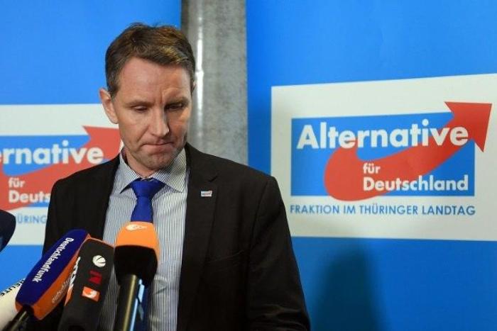 Bjoern Hoecke, chairman of the anti-immigration Alternative for Germany (AfD) party in the eastern federal state of Thuringia, gives a statement on February 13, 2017 at the Thuringian regional parliament in Erfurt, eastern Germany