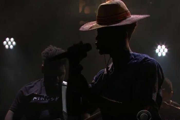 Mr Eazi performing at The Late Late Night show with James Corden