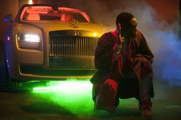 Nwabia Obinna, aka Phizbarz, a 23-year-old Nigerian Afropop artist, performs during a music video in Lagos in April 2016