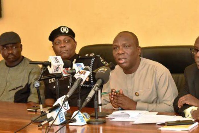 L-R: Chairman of NURTW, Lagos State Chapter, Alhaji Tajudeen Agbede; Deputy Commissioner of Police, Operations, Lagos, Mr. Imohimi Edgal; Acting Commissioner for Transportation, Prince Olanrewaju Elegushi and Permanent Secretary, Ministry of Informatio...