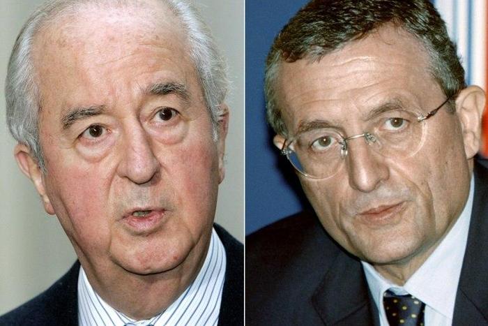 Francois Leotard (R) becomes the second former minister to be placed under formal investigation, a status roughly equivalent to being indicted, after ex-premier Edouard Balladur