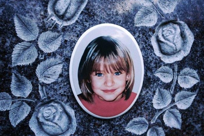The portrait of murder victim Peggy Knobloch is seen on a memorial stone at the cemetery in Nordhalben near Kronach, southern Germany