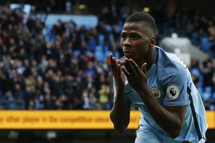 Manchester City's Kelechi Iheanacho celebrates scoring their first goal. Manchester City v Southampton - Premier League - Etihad Stadium - 23/10/16