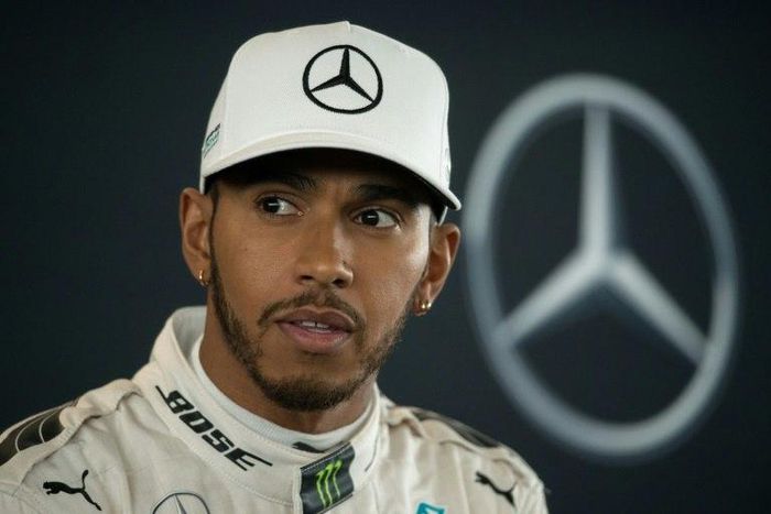 Mercedes driver Lewis Hamilton speaks during a launch event at the Silverstone circuit near Towcester, central England, on February 23, 2017