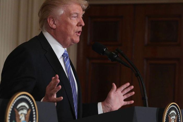 President Donald Trump at a press conference.