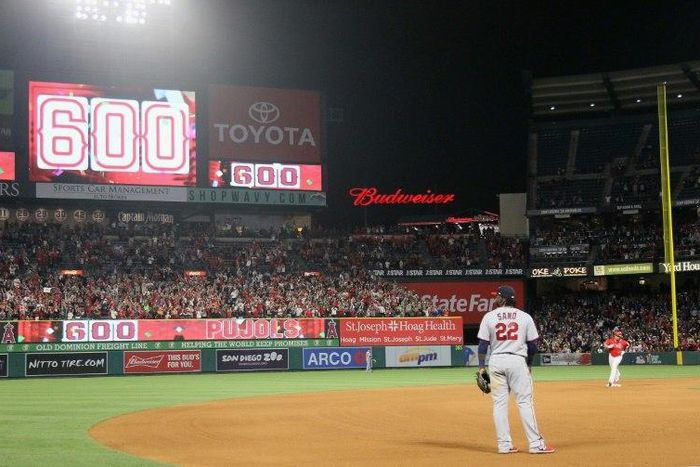 Albert Pujols is the fourth youngest to reach the milestone of 600 career home runs