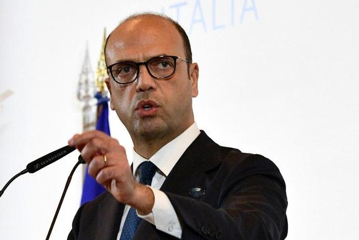 Italy Foreign Minister Angelino Alfano speaks during the closing press conference of the meeting of G7 Foreign Affairs Ministers in Lucca, Italy on April 11, 2017