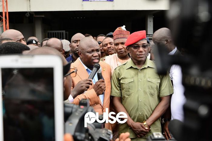 Sports Minister Solomon Dalung and Governor of Lagos Akinwunmi Ambode